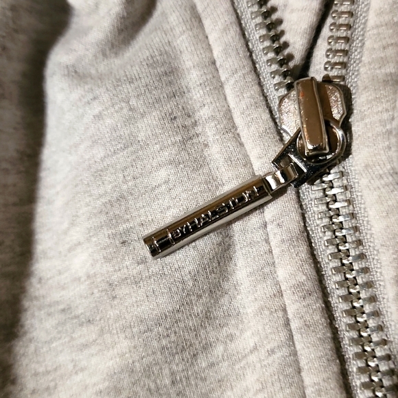 H by HALSTON- Gray Zip-Up Moto Sweater Jacket,  Size 12 - Picture 3 of 13